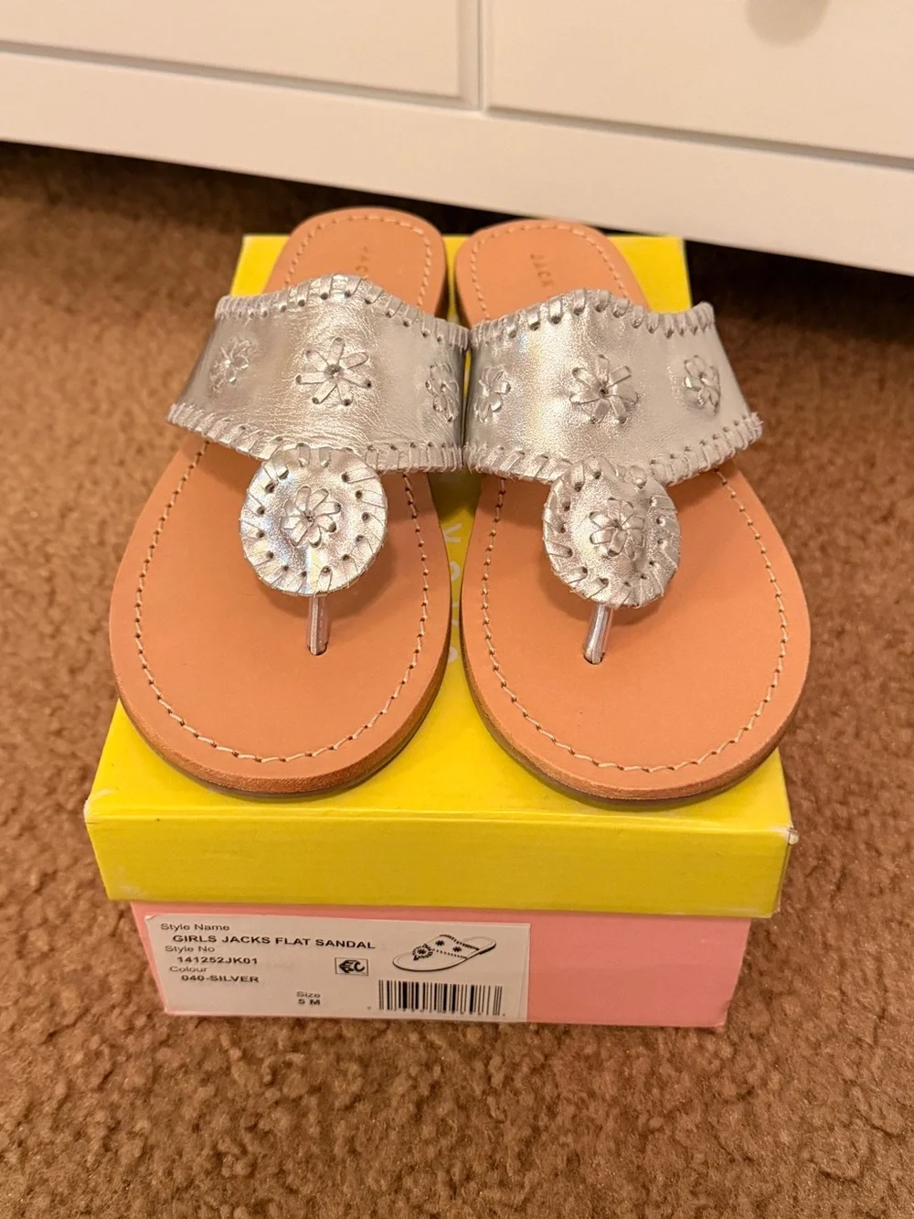 NIB Jack Rogers Silver Sandals - girls size 5